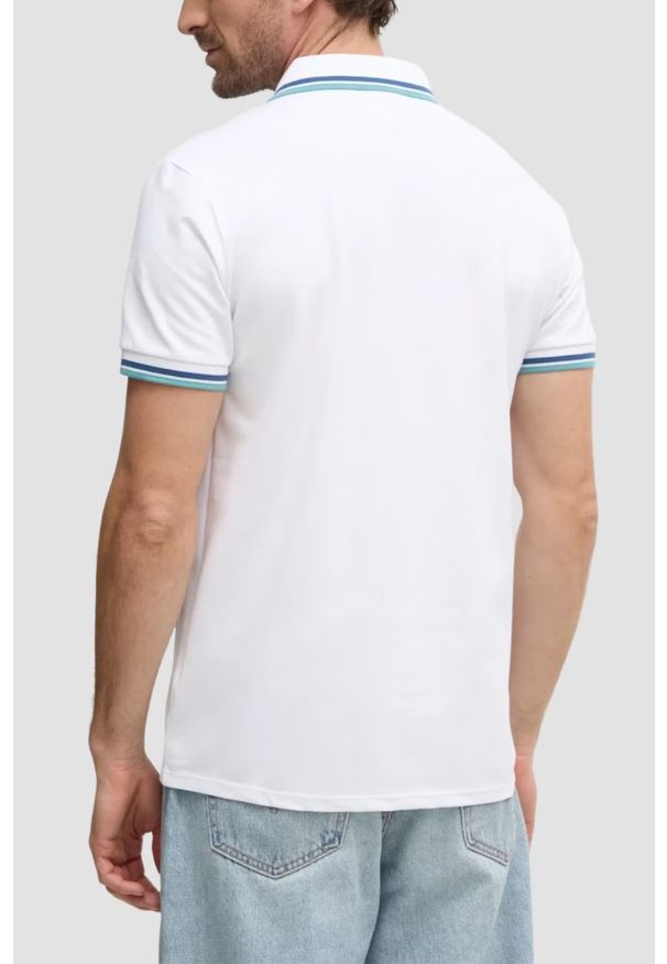 Guess - GUESS Białe męskie polo Pique. Typ kołnierza: polo. Kolor: biały