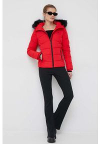 Calvin Klein Jeans kurtka damska kolor czerwony zimowa. Kolor: czerwony. Materiał: futro, materiał. Sezon: zima #4