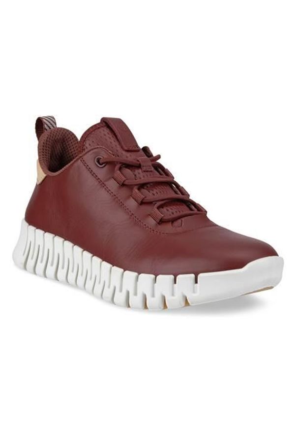 ecco - Buty do biegania damskie Ecco Sneaker Gruuv Lea. Kolor: czerwony. Materiał: skóra. Szerokość cholewki: normalna