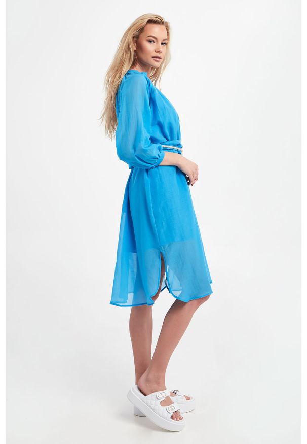 Marella - Sukienka Vanna MARELLA MONOCHROME. Typ kołnierza: kołnierzyk stójkowy. Długość rękawa: raglanowy rękaw