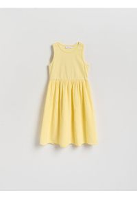 Reserved - Bawełniana sukienka - jasnożółty. Kolor: żółty. Materiał: bawełna