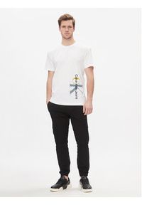 Calvin Klein Jeans T-Shirt Two Tone Monologo J30J324783 Biały Regular Fit. Kolor: biały. Materiał: bawełna