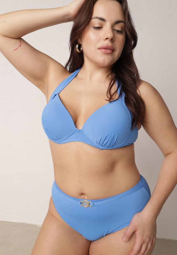 Born2be - Niebieskie Bikini z Wiązanym Biustonoszem i Figami Kąpielowymi z Wysokim Stanem Kalisea. Stan: podwyższony. Kolekcja: plus size. Kolor: niebieski