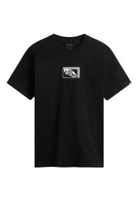 Koszulka Vans Tech Box VN000G5NBLK1 - czarna. Kolor: czarny. Materiał: materiał, bawełna. Długość rękawa: krótki rękaw. Długość: krótkie. Wzór: aplikacja #1