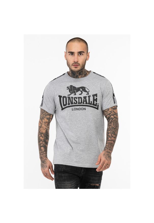 Koszulka Lonsdale Stour. Kolor: czarny, szary, wielokolorowy. Wzór: aplikacja