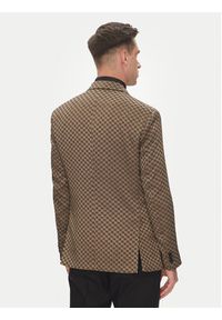 Karl Lagerfeld - KARL LAGERFELD Marynarka 155106 552115 Brązowy Slim Fit. Typ kołnierza: dekolt w karo. Kolor: brązowy #6