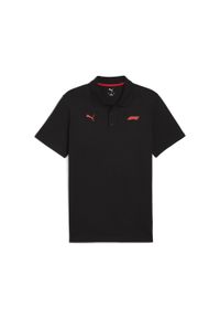 Puma - Męska koszulka polo F1® Essentials PUMA Black. Typ kołnierza: polo. Kolor: czarny. Materiał: prążkowany