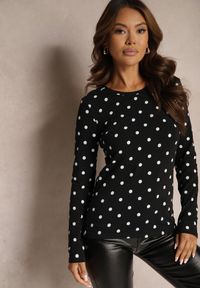 Renee - Czarna Bluzka Longsleeve z Bawełny w Kropki Arnalia. Okazja: na co dzień. Kolor: czarny. Materiał: bawełna. Długość rękawa: długi rękaw. Wzór: kropki. Styl: elegancki, casual #4