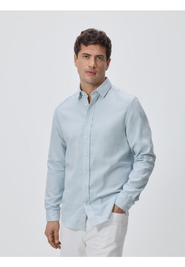 Reserved - Koszula slim z bawełny egipskiej - jasnoniebieski. Kolor: niebieski. Materiał: bawełna