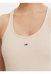 Tommy Jeans Top Racerback DW0DW22264 Beżowy jasny Slim Fit. Kolor: beżowy. Materiał: bawełna #2