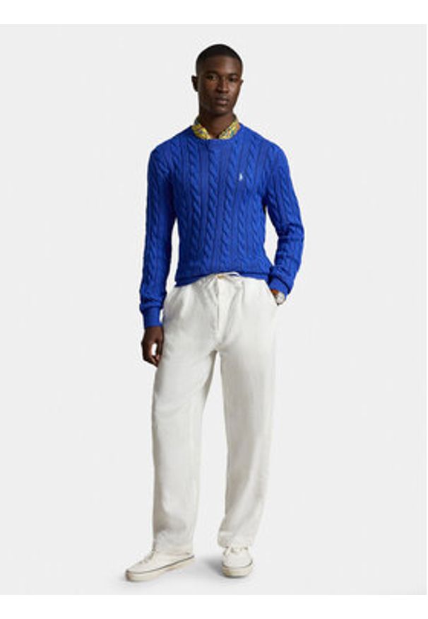 Polo Ralph Lauren Sweter 710775885546 Niebieski Regular Fit. Typ kołnierza: polo. Kolor: niebieski. Materiał: bawełna