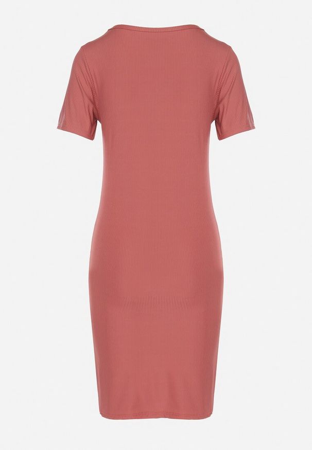 Born2be - Różowa Casualowa Sukienka z Bawełną Lumelisse. Okazja: na co dzień. Kolor: różowy. Materiał: bawełna. Typ sukienki: proste. Styl: casual