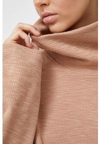 DKNY - Dkny bluza damska kolor brązowy gładka. Kolor: brązowy. Materiał: dzianina. Długość rękawa: raglanowy rękaw. Wzór: gładki #2