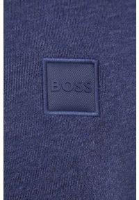 BOSS Orange - BOSS bluza bawełniana BOSS ORANGE męska kolor granatowy z aplikacją. Kolor: niebieski. Materiał: bawełna. Wzór: aplikacja #3