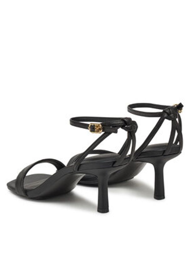 TOMMY HILFIGER - Tommy Hilfiger Sandały Leather Knots Kitten Sandal FW0FW08424 Czarny. Kolor: czarny. Materiał: skóra