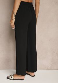 Renee - Czarne Spodnie z Szeroką Nogawką Wiązane w Talii Salemira. Okazja: na co dzień. Kolor: czarny. Styl: casual #5