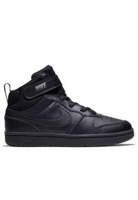 Buty do chodzenia dla dzieci Nike Court Borough Mid 2. Zapięcie: rzepy. Kolor: wielokolorowy, czarny. Materiał: materiał, syntetyk, tkanina. Szerokość cholewki: normalna. Model: Nike Court. Sport: turystyka piesza