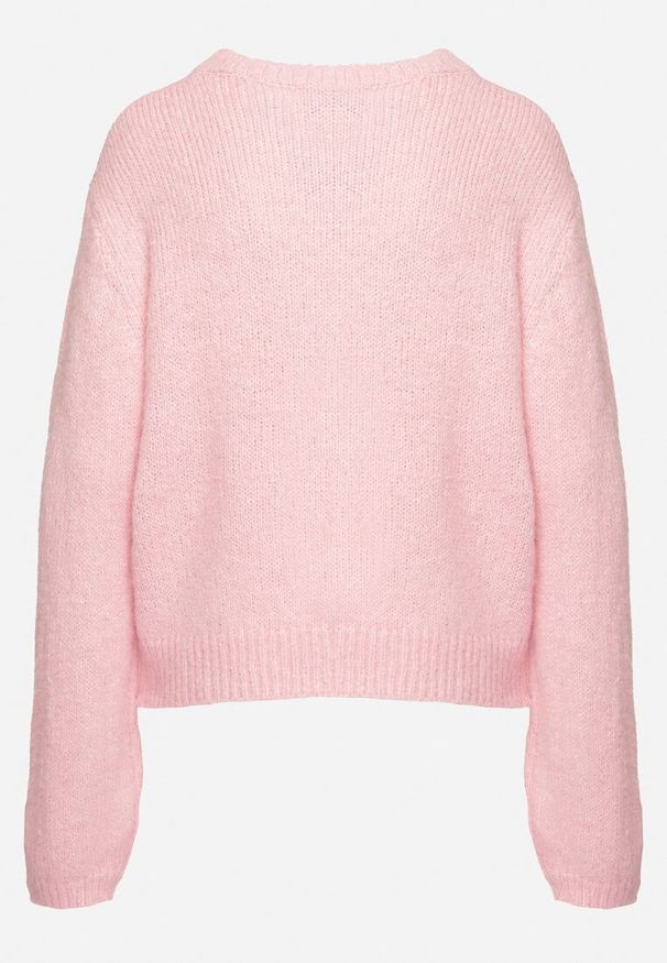 Born2be - Różowy Casualowy Kardigan o Klasycznym Kroju Riathiel. Okazja: na co dzień. Kolor: różowy. Materiał: jeans. Długość rękawa: długi rękaw. Długość: długie. Styl: casual, klasyczny