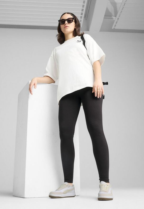 Puma - Damskie legginsy HER z wysokim stanem PUMA Black. Stan: podwyższony. Kolor: czarny. Wzór: haft