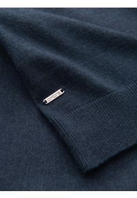 Ombre Clothing - Dzianinowy męski golf z wiskozą – granatowy melanż V4 - Rozmiar: M. Typ kołnierza: golf. Kolor: niebieski. Materiał: wiskoza, dzianina. Wzór: melanż. Styl: klasyczny, elegancki