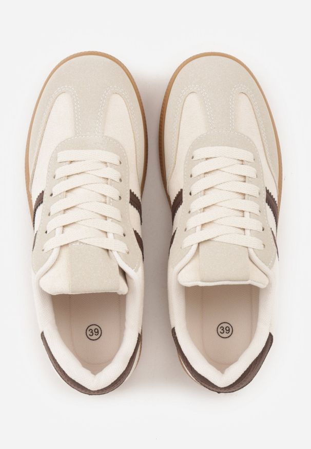 Born2be - Beżowo-Brązowe Sneakersy z Imitacji Zamszu na Płaskiej Podeszwie Memeriana. Kolor: beżowy. Materiał: zamsz. Szerokość cholewki: normalna. Obcas: na płaskiej podeszwie