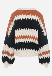 Born2be - Beżowy Sweter Oversize z Ozdobnym Wzorem Dzianiny Mexio. Kolor: beżowy. Materiał: dzianina. Długość: długie #7