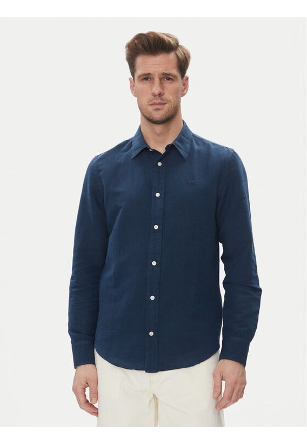 Lee Koszula Patch 112364107 Niebieski Regular Fit. Kolor: niebieski. Materiał: bawełna