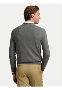 Polo Ralph Lauren Sweter 710946143002 Szary Slim Fit. Typ kołnierza: polo. Kolor: szary. Materiał: wełna #5