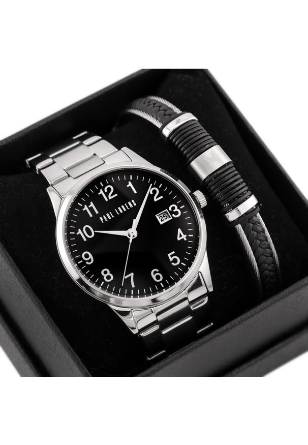 Paul Lorens - KOMPLET PREZENTOWY MĘSKI PAUL LORENS - Zegarek + Bransoletka (zg368d)