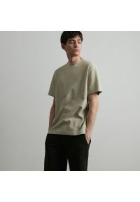 Reserved - PREMIUM T-shirt regular z bawełny organicznej - Zielony. Kolor: zielony. Materiał: bawełna