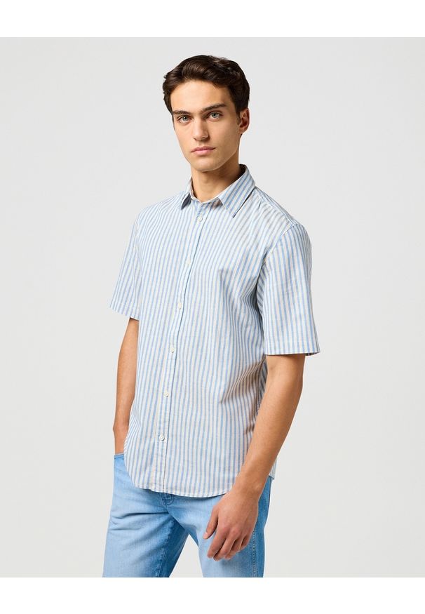 Wrangler - MESKA KOSZULA WRANGLER SS SHIRT PACIFIC STRIPE 112362757