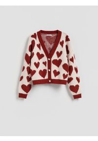 Reserved - Kardigan w serca - wielobarwny. Materiał: dzianina #1