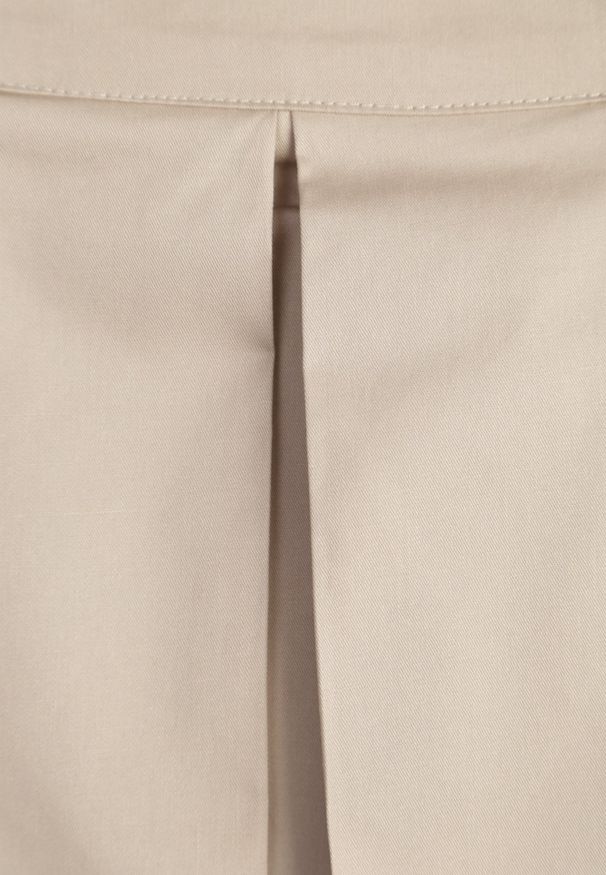 Renee - Beżowa Bawełniana Spódnica o Rozkloszowanym Kroju z Plisami Nerimara. Okazja: na co dzień. Kolor: beżowy. Materiał: bawełna. Wzór: aplikacja. Sezon: lato. Styl: casual