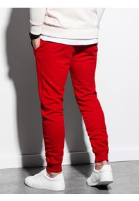 Ombre Clothing - Spodnie męskie dresowe P1005 - czerwone - L. Kolor: czerwony. Materiał: dresówka. Styl: klasyczny #3