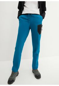 bonprix - Spodnie funkcjonalne ze stretchem 4-way i kieszeniami, z materiału odpychającego wodę. Kolor: niebieski. Materiał: materiał #1