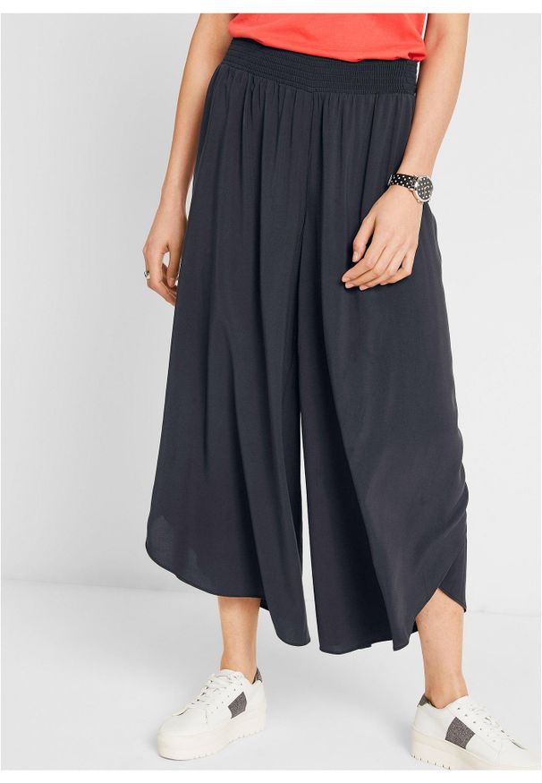 bonprix - Spodnie culotte w długości do łydki, ze zrównoważonej wiskozy. Kolor: szary. Materiał: wiskoza. Styl: elegancki