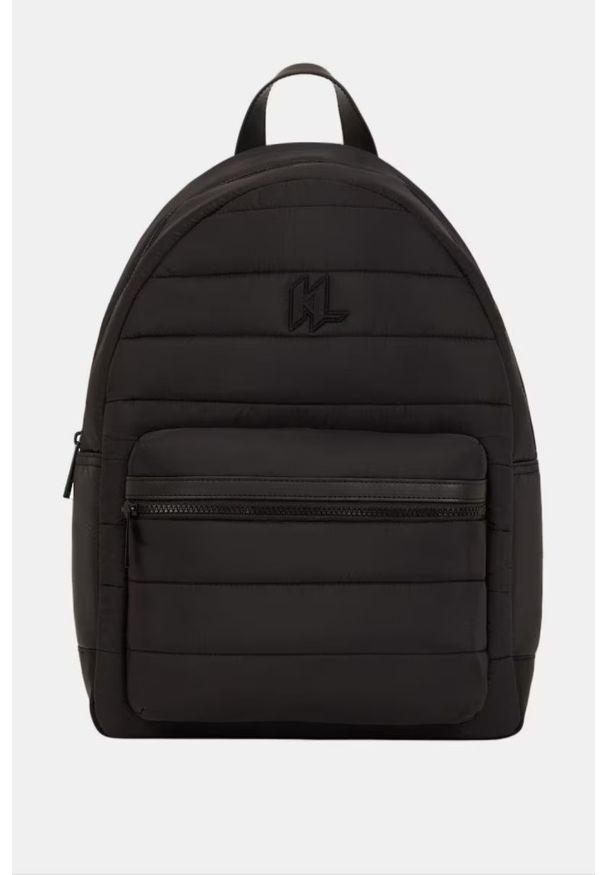 Karl Lagerfeld - KARL LAGERFELD Czarny plecak męski na laptopa z monogramem. Kolor: czarny. Styl: casual, elegancki