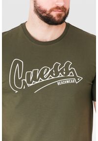 Guess - GUESS Oliwkowy t-shirt męski beachwear. Kolor: zielony