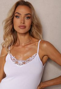 Renee - Biały Top Bawełniany Richard. Kolor: biały. Materiał: bawełna. Długość rękawa: na ramiączkach. Wzór: gładki. Styl: elegancki