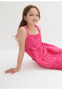 bonprix - Sukienka na ramiączkach z czystej bawełny organicznej. Kolor: różowy. Materiał: bawełna. Długość rękawa: na ramiączkach. Sezon: lato #2