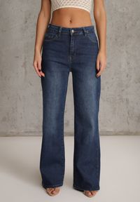 Renee - Niebieskie Jeansy Wide Leg Regular Waist z Bawełną i Domieszką Wiskozy Petocea. Kolor: niebieski #8