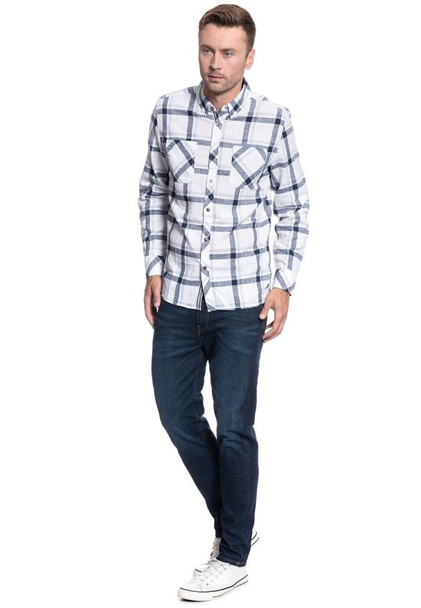 Mustang - MĘSKA KOSZULA MATERIAŁOWA MUSTANG CLEMENS LINEN CHECK 1009584 11746. Materiał: materiał