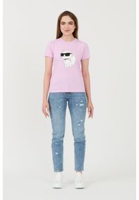 Karl Lagerfeld - KARL LAGERFELD Lawendowy damski t-shirt Ikonik 2.0 Choupette, Rozmiar XS. Kolor: fioletowy #7