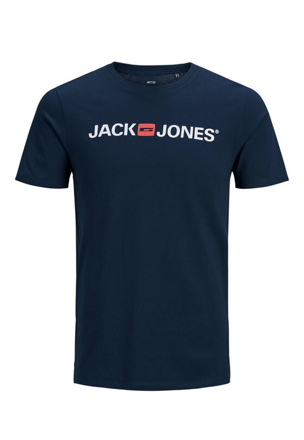 Jack & Jones T-Shirt Corp Logo 12137126 Granatowy Slim Fit. Kolor: niebieski. Materiał: bawełna