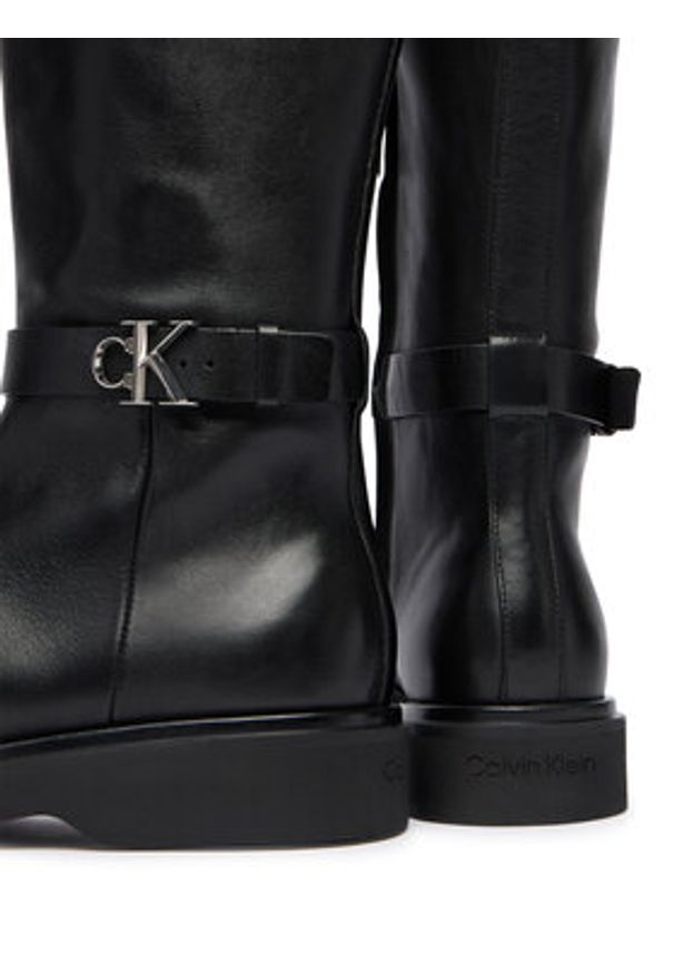 Calvin Klein Kozaki Knee Boot W/ Metal Logo HW0HW02665 Czarny. Kolor: czarny. Materiał: skóra