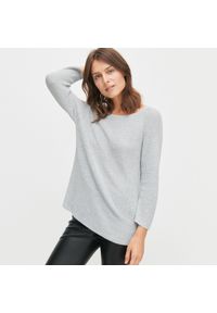 Reserved - Sweter z prążkowanej dzianiny - Szary. Kolor: szary. Materiał: dzianina, prążkowany #1
