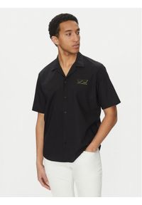 Karl Lagerfeld - KARL LAGERFELD Koszula 605443 552600 Czarny Relaxed Fit. Typ kołnierza: dekolt w karo. Kolor: czarny. Materiał: bawełna
