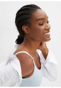 bonprix - Biustonosz bustier bezszwowy Feel Comfort w prążek. Kolor: niebieski. Materiał: materiał. Wzór: prążki #3