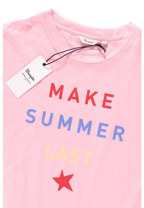 Wrangler - WRANGLER T SHIRT DAMSKI SUMMER TEE ROSE SHADOW W7366EVS8 112130998. Wzór: napisy