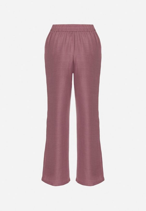 Born2be - Ciemnoróżowe Spodnie o Szerokim Kroju z Wiązaniem i Gumką w Pasie Miravenia. Okazja: na co dzień. Kolor: różowy. Styl: elegancki, casual